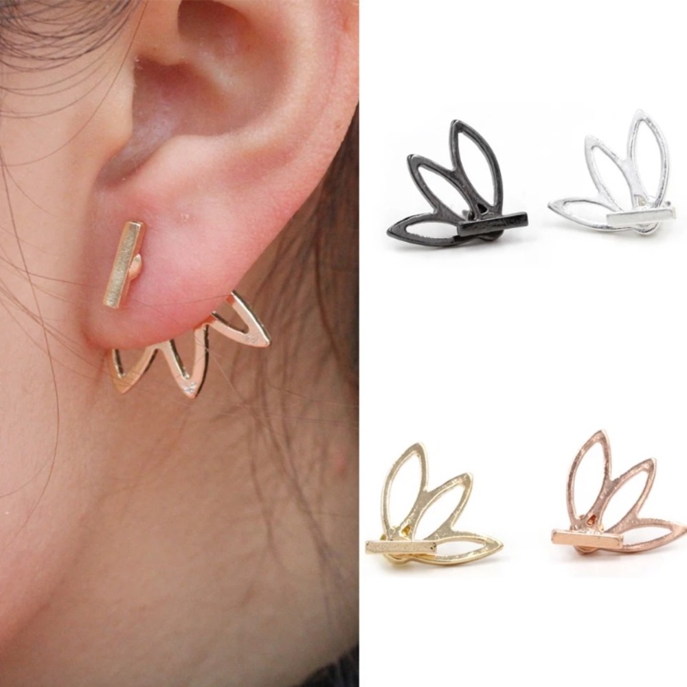 🆕 Lotus Earring Jackets Studs - Picture 2 of 9